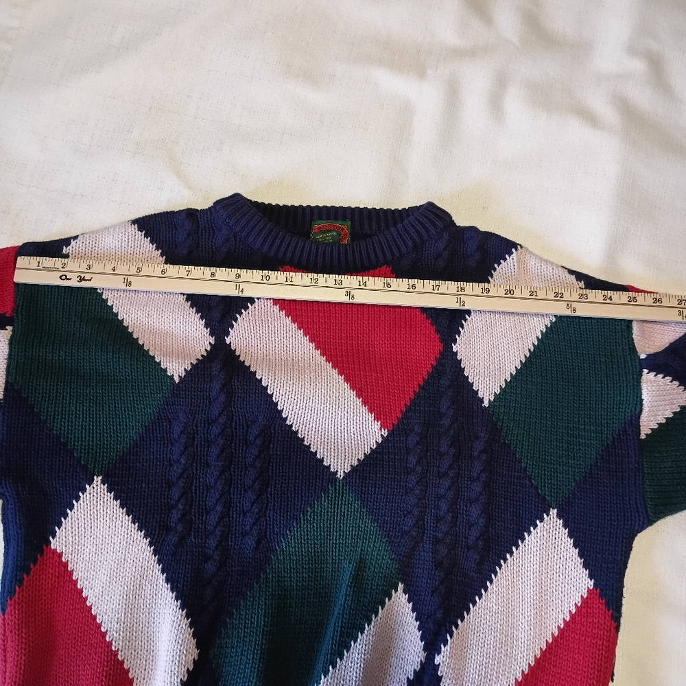 VTG Boston Traders 100% Cotton Knit Sweater large Made in India W/ Flaws. This - Picture 14 of 15